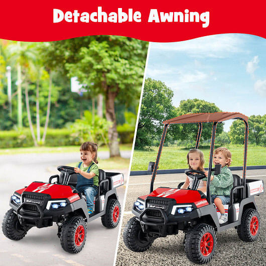 24V Kids Golf Cart 4WD 2-Seater Ride on Car with Storage Trunk and Horn-Black