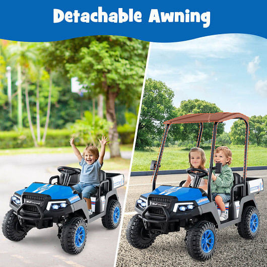 24V Kids Golf Cart 4WD 2-Seater Ride on Car with Storage Trunk and Horn-Black