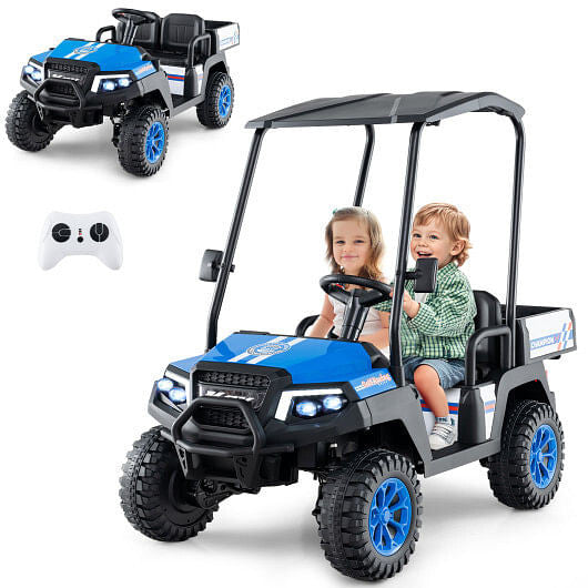 24V Kids Golf Cart 4WD 2-Seater Ride on Car with Storage Trunk and Horn-Black