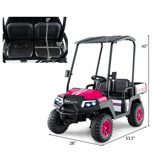 24V Kids Golf Cart 4WD 2-Seater Ride on Car with Storage Trunk and Horn-Black