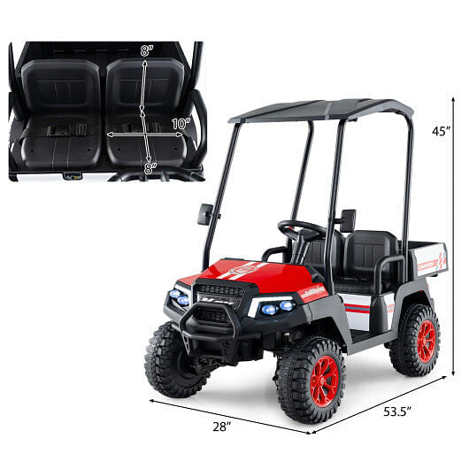 24V Kids Golf Cart 4WD 2-Seater Ride on Car with Storage Trunk and Horn-Black