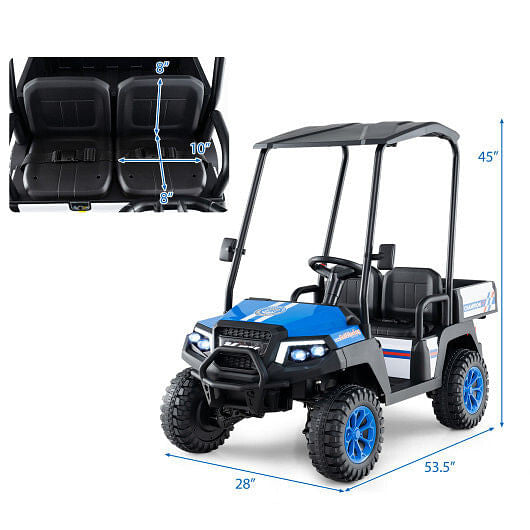 24V Kids Golf Cart 4WD 2-Seater Ride on Car with Storage Trunk and Horn-Black